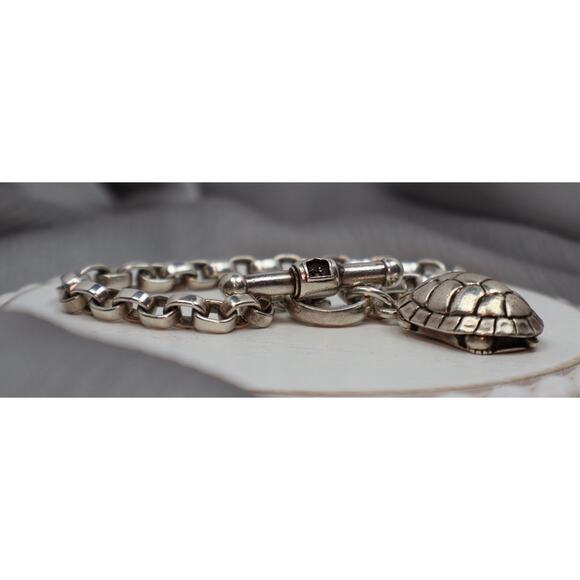 Barry Kieselstein Cord 925 Turtle Toggle Charm Bracelet 44.87G / 8in / 5.5mm - Picture 3 of 8